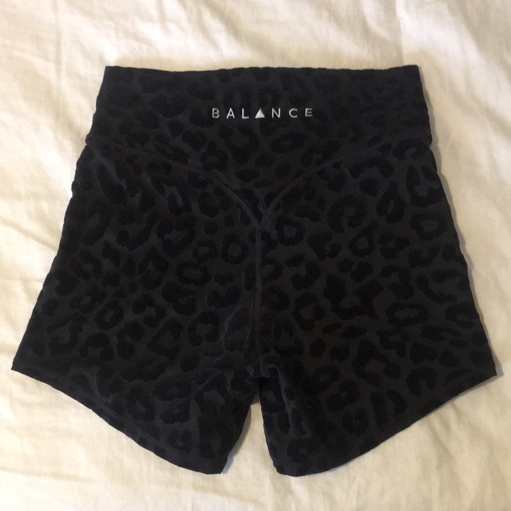 BALANCE all black leopard print workout shorts